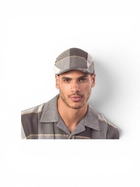 MONTIQUE MENS GREY CLASSIC CHECKERED FLAT IVY CAP. H-36
